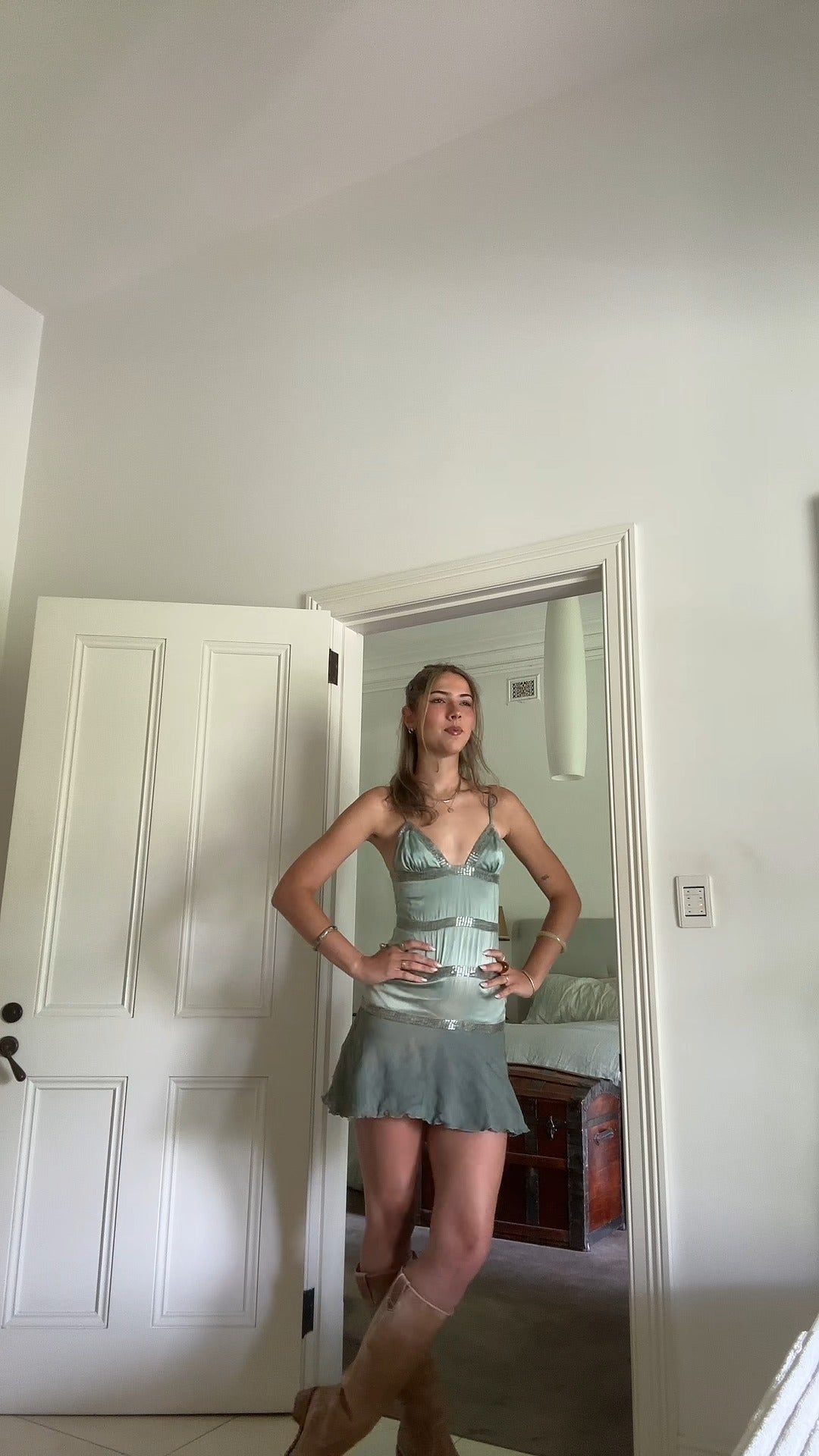 Metallic Strappy Mini Dress