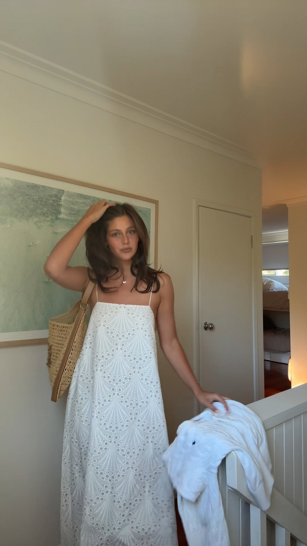 Shell-Embroidered Cotton Maxi Dress