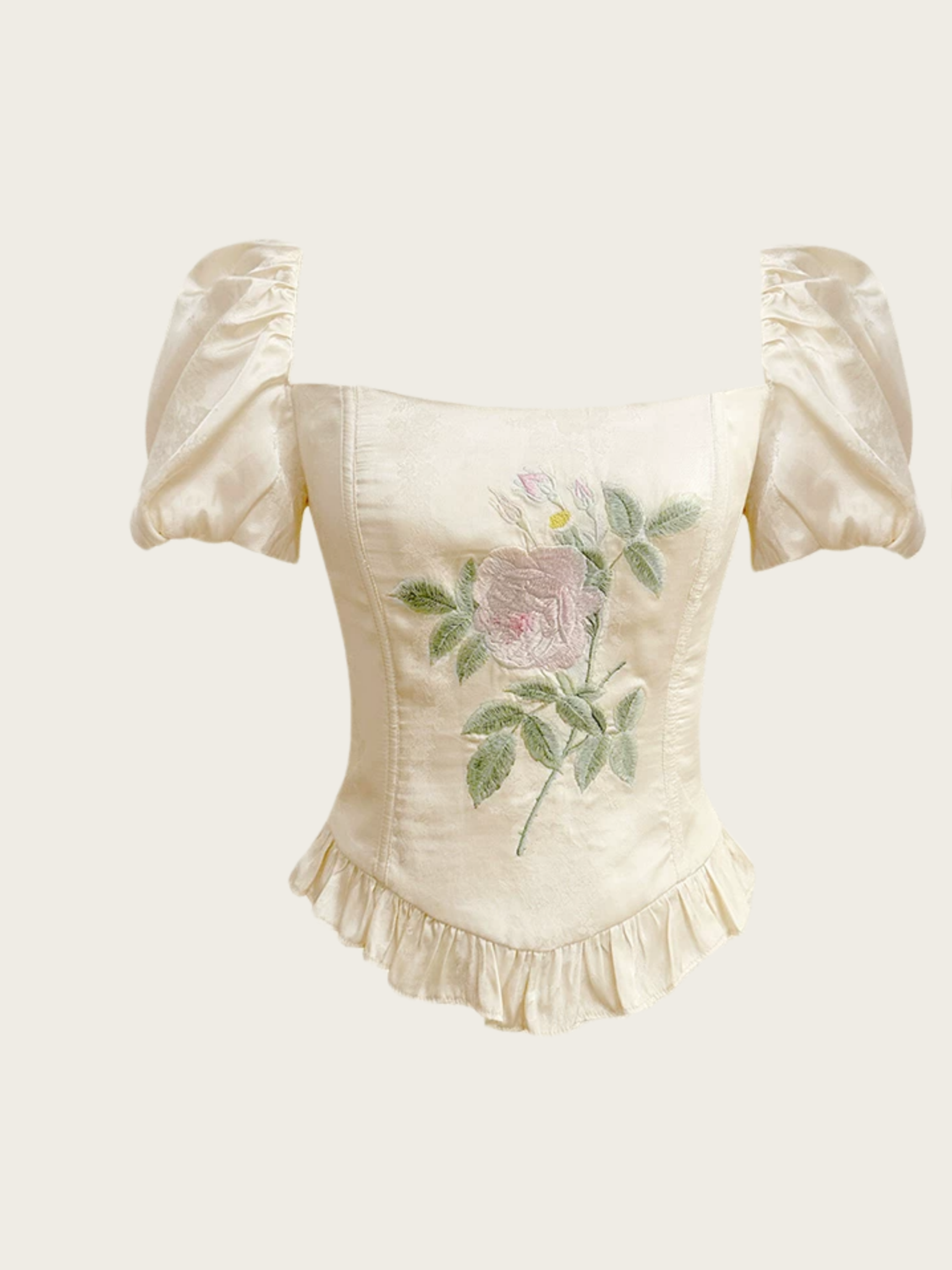 Vintage Embroidered Satin Corset Top