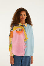 Crowded Series Drawing Organic Cotton Long Sleeve Shirt