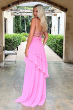 Anais Pink Ruffled Maxi Dress