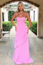 Anais Pink Ruffled Maxi Dress