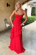 Anais Red Ruffled Maxi Dress