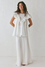 Viola Linen Tunic White Top