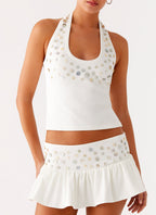 Vegas Nights Halter Neck Set - White