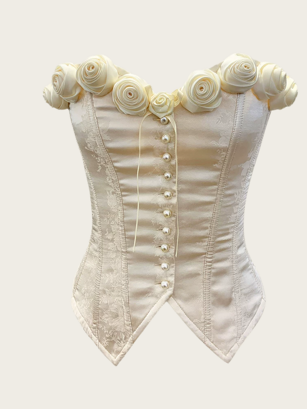 Ivory Satin Rose Corset Top