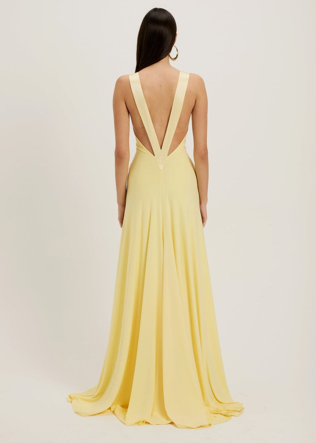 Elara Deep-V Satin Maxi – Buttermelt Yellow