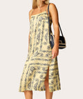 Paisley Satin Midi Dress
