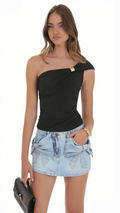 3D Bow Denim Mini Skirt