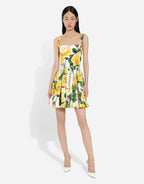 Short Corset Mini Dress - Yellow Rose Print