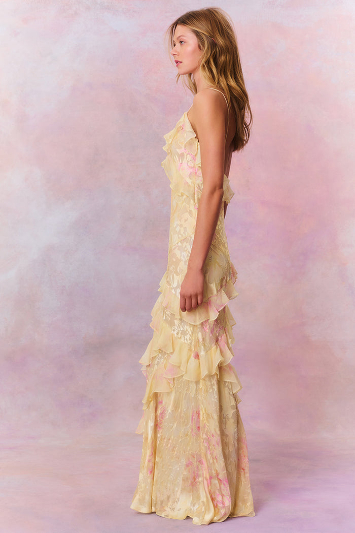 Seraphina Ruffle Maxi – Gilded Garden