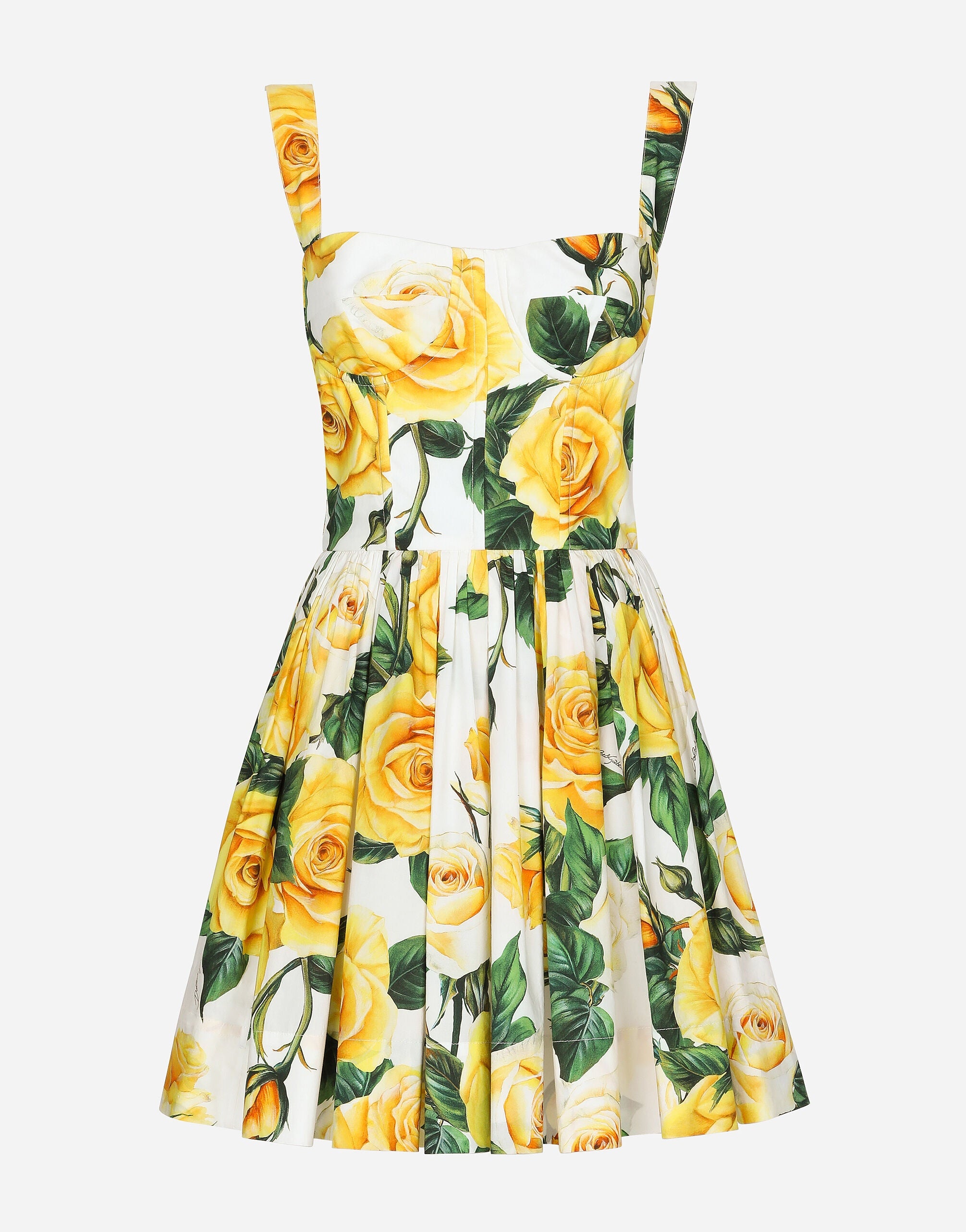 Short Corset Mini Dress - Yellow Rose Print