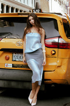 Cyra Liquid Satin Maxi – Steel Blue
