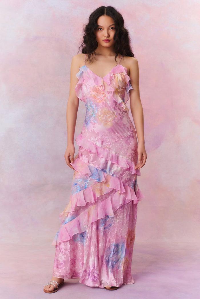 Seraphina Ruffle Maxi – Pastel Bloom