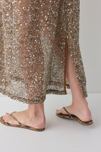 Ivette Sequin Midi Dress Mocha