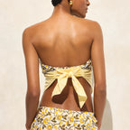 Cotton voile bandana top in daffodil daze block print