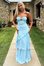 Gretta Strapless Maxi Dress - Blue