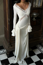 Slinky Lace Maxi Dress - Ivory