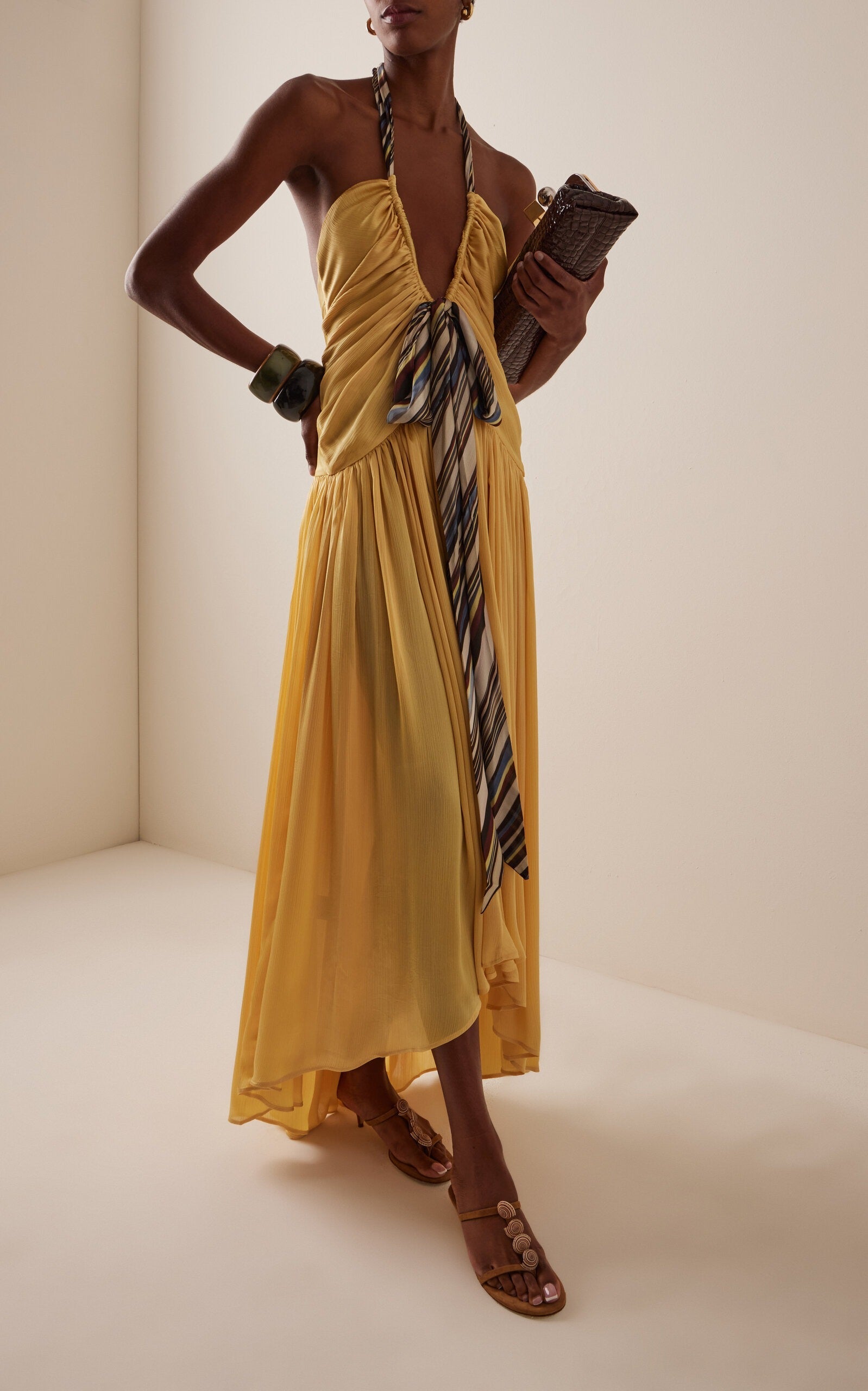 Liessa Plunged Satin Maxi Dress