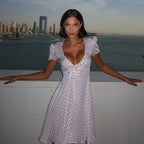 White Red Polka Dot Chiffon Mini Dress