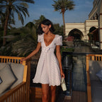 White Red Polka Dot Chiffon Mini Dress