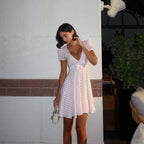 White Red Polka Dot Chiffon Mini Dress