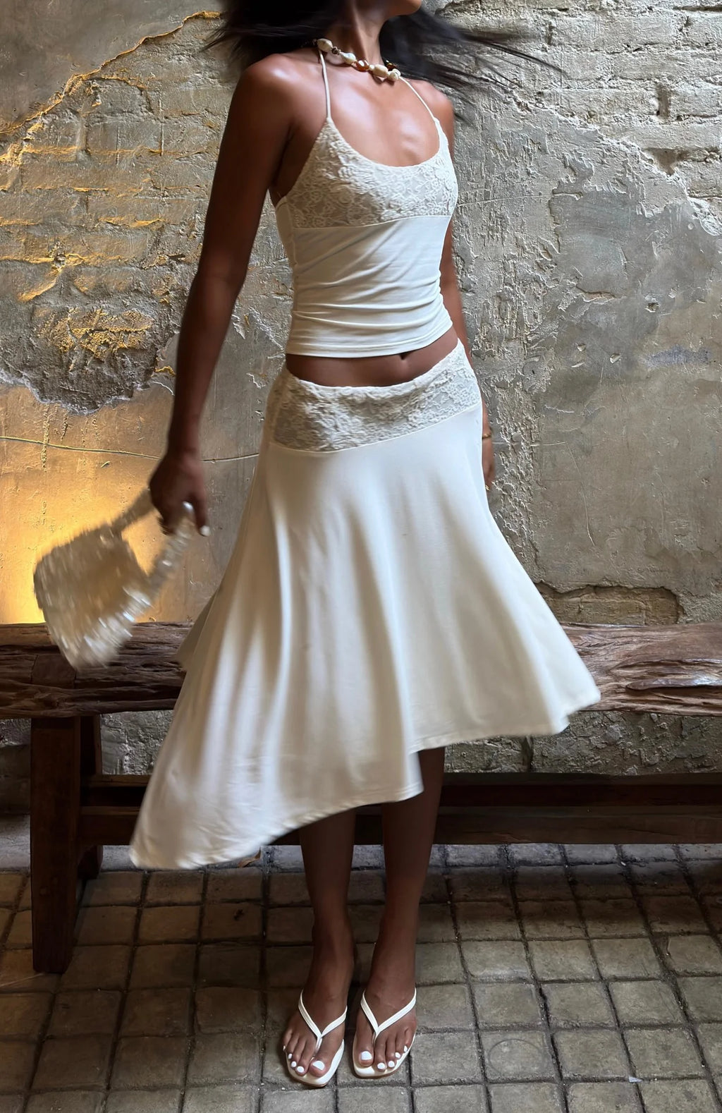 White Lace Y2K 2-Piece Set