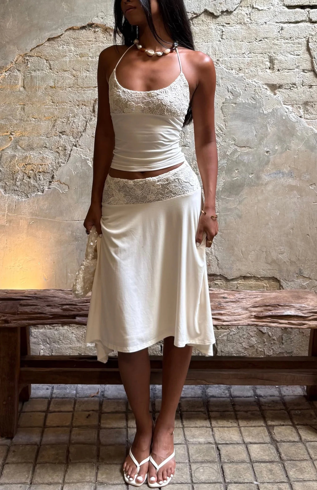 White Lace Y2K 2-Piece Set