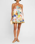 Graffiti Printed Halter Mini Dress
