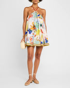 Graffiti Printed Halter Mini Dress