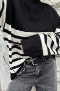 Round Neck Striped Knitted Sweater