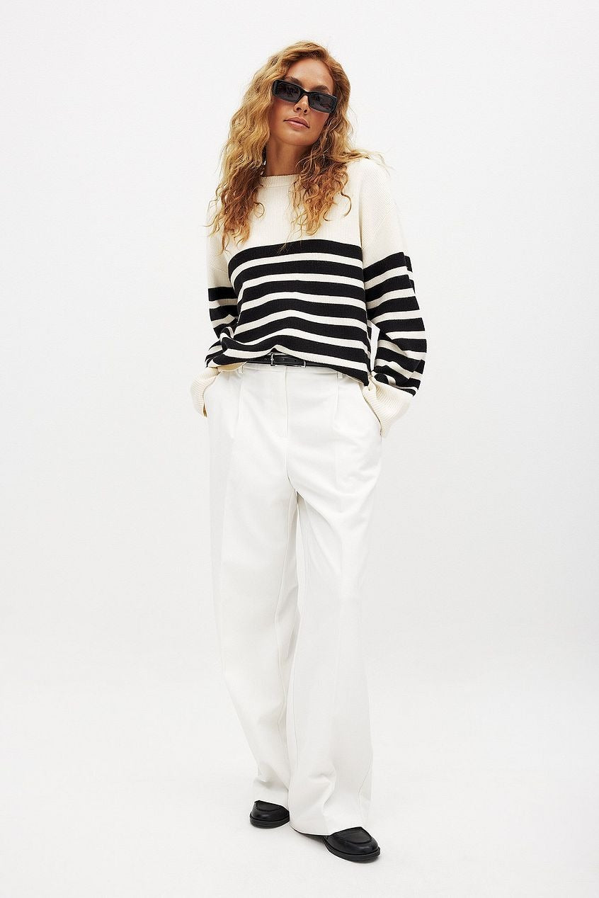 Round Neck Striped Knitted Sweater