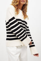 Round Neck Striped Knitted Sweater