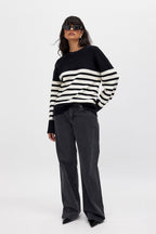 Round Neck Striped Knitted Sweater