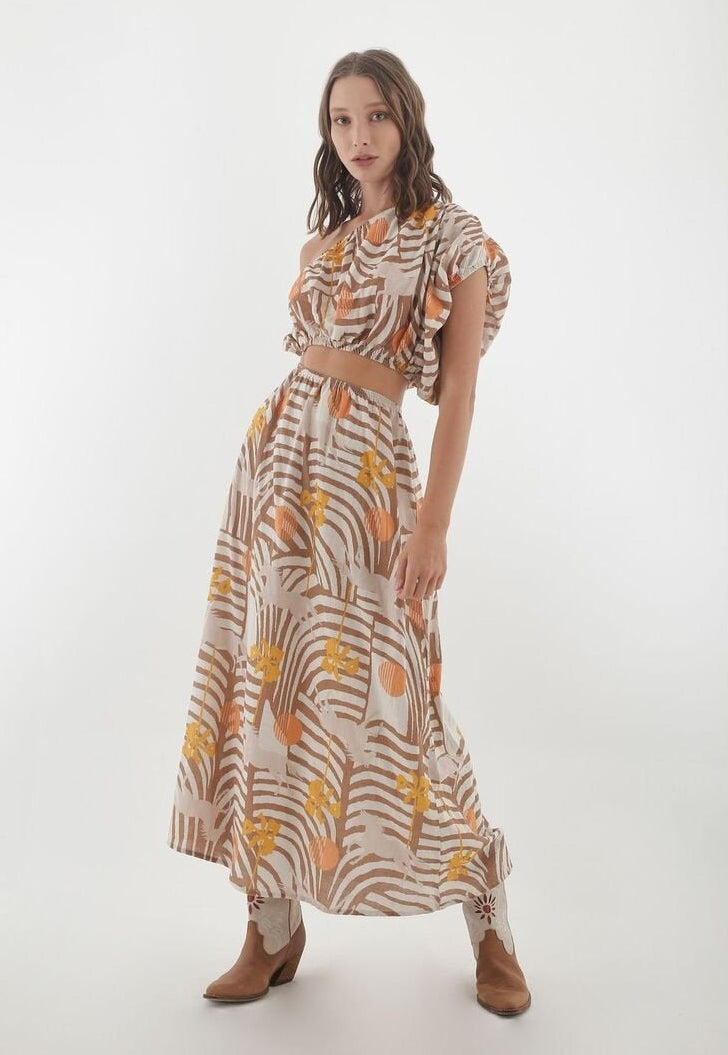 Palm One-Shoulder Maxi Dress